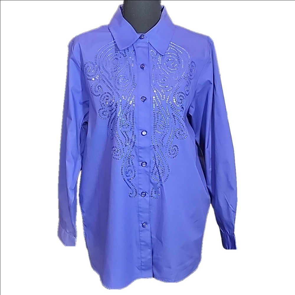 BOB MACKIE DESIGNER WEARABLE ART BUTTON DOWN TOP
